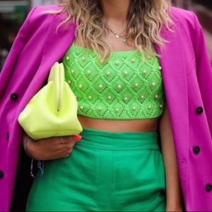 NWT Zara Knit Top with Pearl  Appliqué